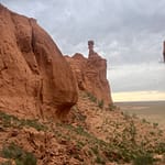 Red sandstone hoodoo at Flaming Cliffs Bayanzag Gobi Desert — Classic Mongolia Highlights