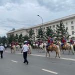 Traditional horsemen parade at Naadam Festival Ulaanbaatar — Mongolia Family Adventure Tour